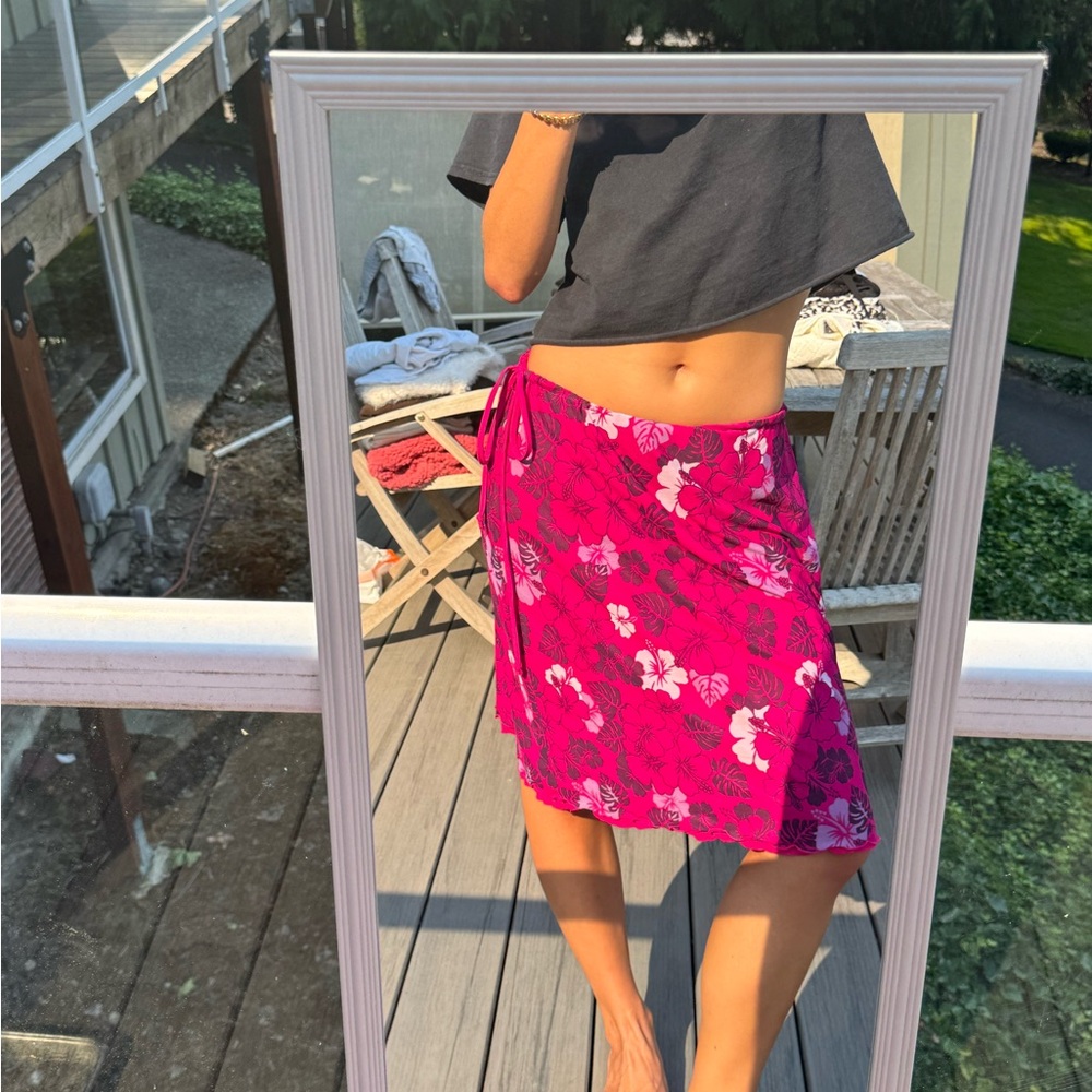 Pink Hawaiian midi skirt